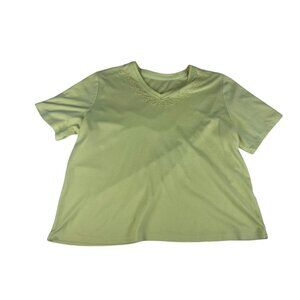 Allison Daley Women's Top Yellow Short Sleeve V-Neck Casual T-Shirt Petite L